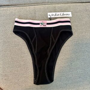 NWT For Love & Lemons High Waisted Lounge Panty Size XXS Black Pink